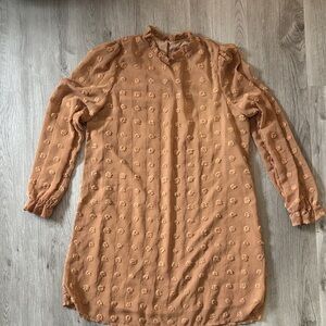 SHEIN Tan Long Sleeve Dress